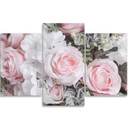 3-delt lærredsprint Pink Roses Flowers Nature