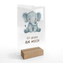 Tischaufsteller mit Elefant - kindgerechter Mutmachspruch 'Ich glaube an mich'