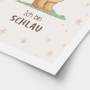 Affirmationsposter 'Ich bin schlau' mit lesendem Bär für Kinder
