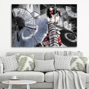 Impression sur toile en 3 parties, Geisha avec un éventail