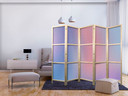 Japanischer Paravent, Raumteiler freistehend, Trennwand - Rainbow Gradient Resembling Mist