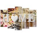5 stykke lærredsprint Home Heart Retro Inscription