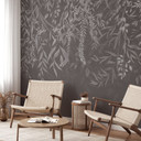Fotobehang slaapkamer natuurmotief - elegante wilgentakken in donkergrijs - Ms Tiff