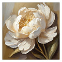 Canvasbillede, pæon creme håndmalet