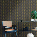 Geometryczna tapeta Art Deco czarne złoto - nowoczesna tapeta wg wzoru - tapeta z włókniny