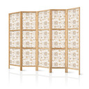 Japanischer Paravent, Raumteiler freistehend, Trennwand - Beige Shades of Nature