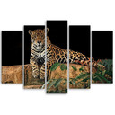 5 stykke lærredsprint Leopard Panther Cat Animal