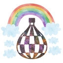 Sticker mural Ballon à air chaud avec arc-en-ciel