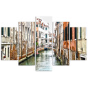 5 stykke lærredstryk, Venedig Canal Italy City
