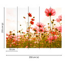 non-woven tapet FlowerMeadow natur valmuer fototapet Designwalls i pink og grøn 