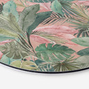 Billede af tropiske blade i junglens lyserøde farve - Bloomery Decor - rund – print på aluminium