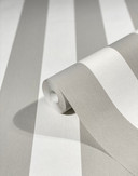 Stribet tapet non-woven Novamur Yvi hvid, grå