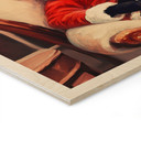 Obraz drewniany świąteczny kot z winem - Melloi Art Prints