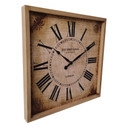 Horloge murale vintage en MDF effet bois, horloge à quartz carrée avec chiffres romains au design antique 50x50x3,5