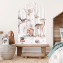 Wallsticker rundbuevægpanel Søde dyr i skoven - Kvilis - bred