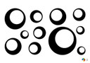 Wallsticker - 2-farvede Retro Cirkler