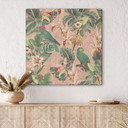 Glasbillede - Jungle med papegøjer Pink - Bloomery Decor - Square