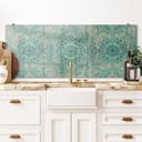 Salpicadero de cocina Mandala Boho Oro y verde - Bloomery Decor - Panorama