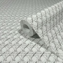 Non-woven tapet i trælook og vævet look hvid, grå trælook