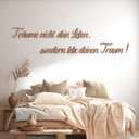 Holz-Deko 3D Schriftzug Träume nicht dein Leben... - Mahagoni