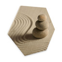 Sekskantet billede af træ Stone in Sand 2