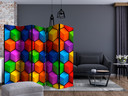 Screen room divider - Farverige geometriske kasser, 3-delt