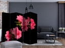 Paravent Séparation de pièce - Azalée en noir, 3 pièces
