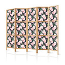Japanischer Paravent, Raumteiler freistehend, Trennwand - Peonies on Graphite Background