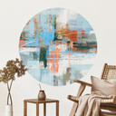 Wandtattoo Abstraktes Farbspiel blau orange - Cheney - Rund