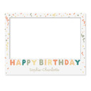 Fotoramme Happy Birthday med konfetti i bredformat - kan personaliseres