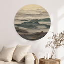 Tableau en Bois Roerich Light - Paysage Montagneux Brumeux - Sir Edward x Grigory Gladarev - Rond