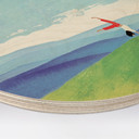 Tableau sur bois Prairie de montagne avec vue - Rivers - Rond