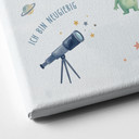 Leinwandbild - Affirmationen Weltraum mit Astronautin und Alien