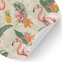 Naklejka na ścianę Flamingi i tropikalne liście - Bloomery Decor - Okrągła