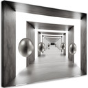 Canvasbillede, Tunnel sølv 3D kugler