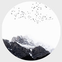 Sticker mural Kubistika - En haut des montagnes - Rond