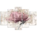 5 stykke lærredsprint Pink vintage blomst
