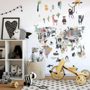 Børnetapet, non-woven tapet med illustration Kids Walls hvid, farverig