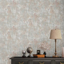Tapeta z włókniny w stylu vintage z wzorem patyny - beż i rdzawy brąz dla stylu shabby chic