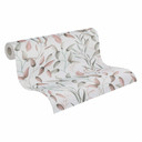 Papel pintado Floral hojas acuarela - Papel no tejido rosa verde beige - Papel pintado vegetal