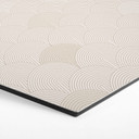 Sekskantet Billede med abstrakte halvcirkler i blød beige - Bloomery Decor - Alu-Dibond