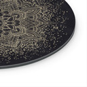 Glasbillede - Elegant mandala i sort og guld - Bloomery Decor - Round