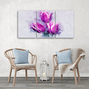 3 stykke lærredsprint, Tulipaner Blomster Pink