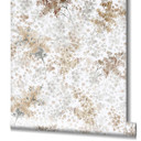Papier peint à motifs, papier peint intissé à motifs floraux Flora blanc, marron