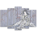 5 stykke lærredstryk, traditionel japansk geisha