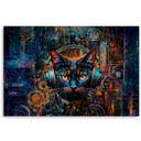 Canvasbillede, DJ-kat i abstrakte farver