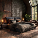 Papel pintado no tejido Davide Ornament Black Metallic - Pasillo de salón neoclásico Maison Du Temps
