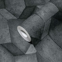 Papel pintado no tejido efecto 3D negro antracita efecto cemento pintado pasillo