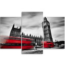 3 stykke lærredstryk, rød London Bus