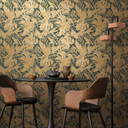 Tapeta COSMOPOLITAN jungle look petrol gold beige - designerska tapeta z włókniny